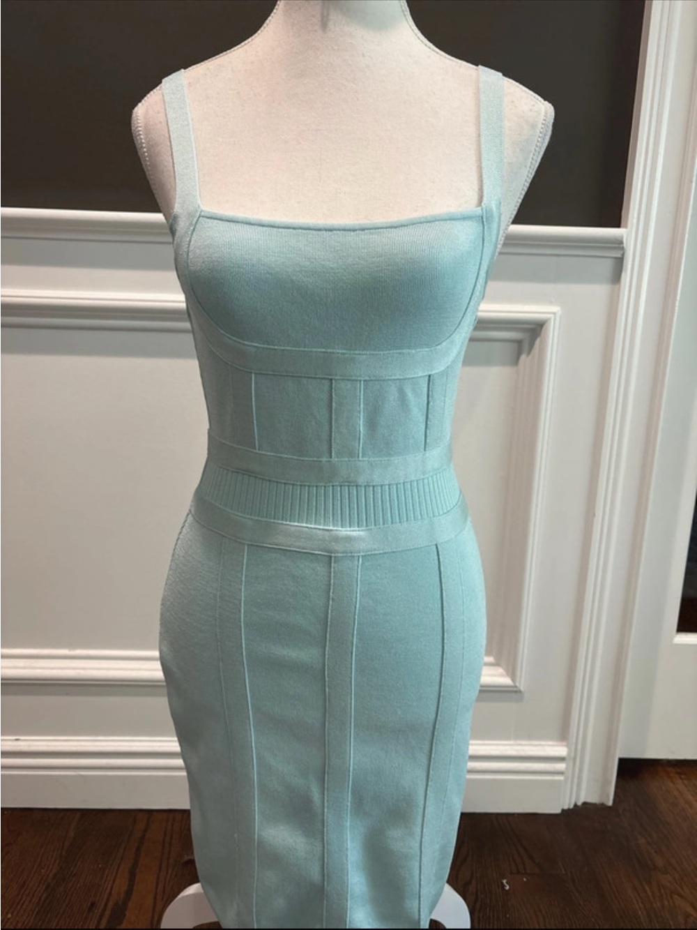 Guess Light Aqua fitted corset like Beautiful Midi Dress Small - Picture 2 of 9